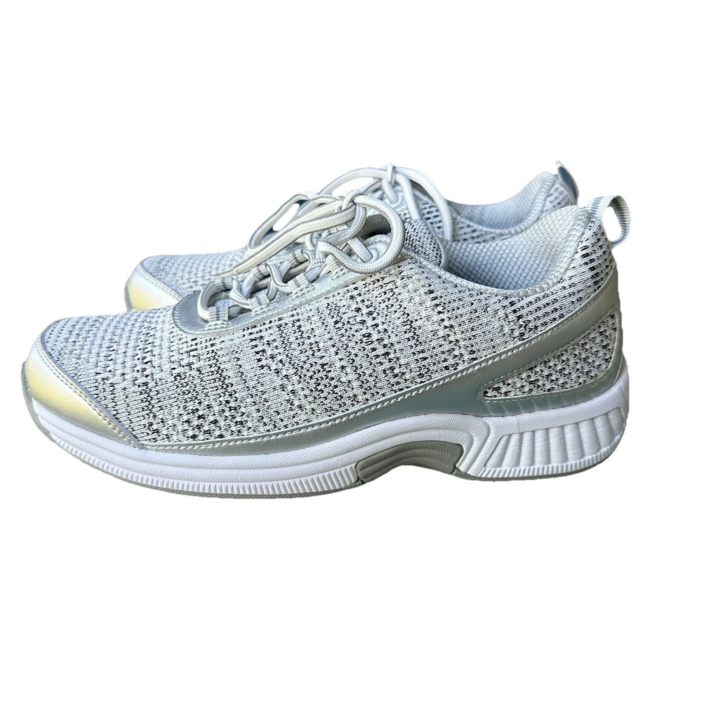 Orthofeet Sneakers Shoes Women's Size 8M Sandy Silver Lace Athletic Comfort EUC